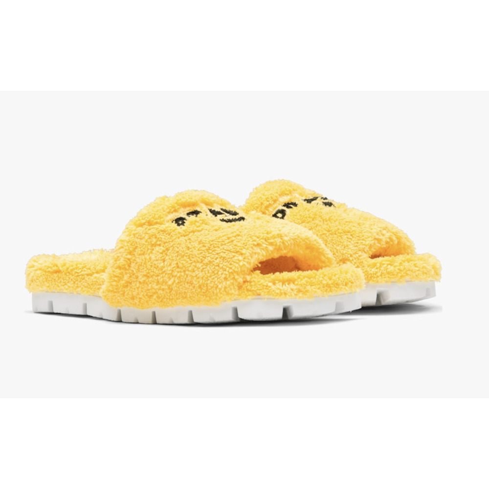 Prada Yellow Terry Cloth Black Logo Slide Sandal Rubber Sole Flip Flop Flat 38 - Picture 6 of 12